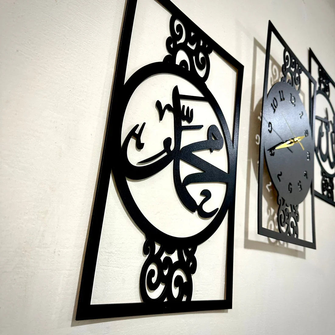 Islamic Allah Muhammad (SAW) 3d wood wall clock For Home And Office Decoration