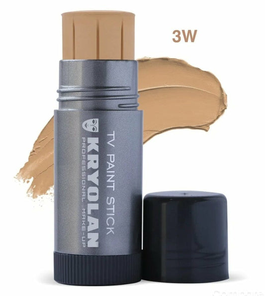 Kryolan TV Paint Stick Foundation — Full Coverage Professional Makeup | Shades: 1W, 2W, 3W, 4W, F1, FS-36, FS-38, FS-45  Lvory