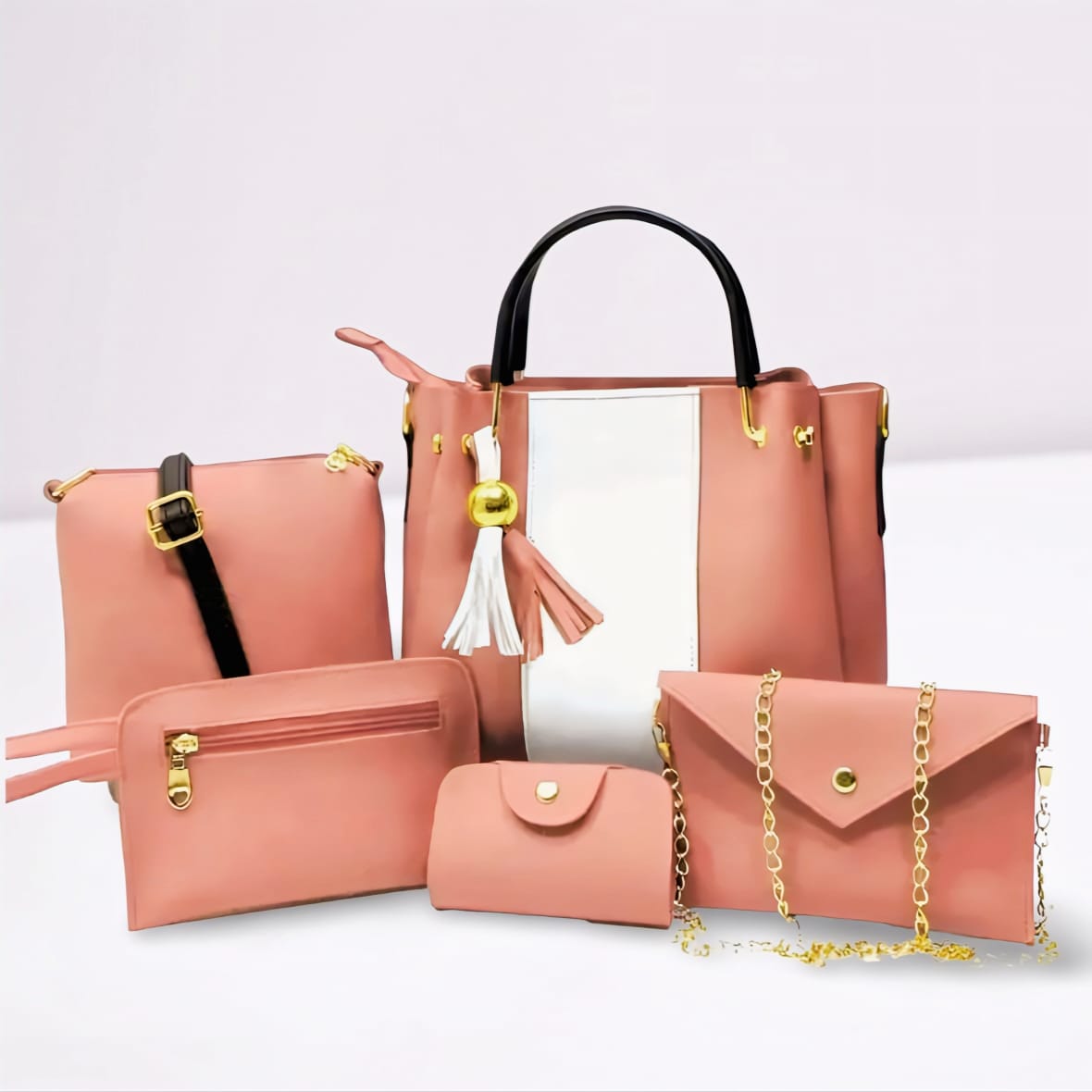 "Stylish 6-in-1 Handbag Collection for Women – Daily & Party Wear Bags"